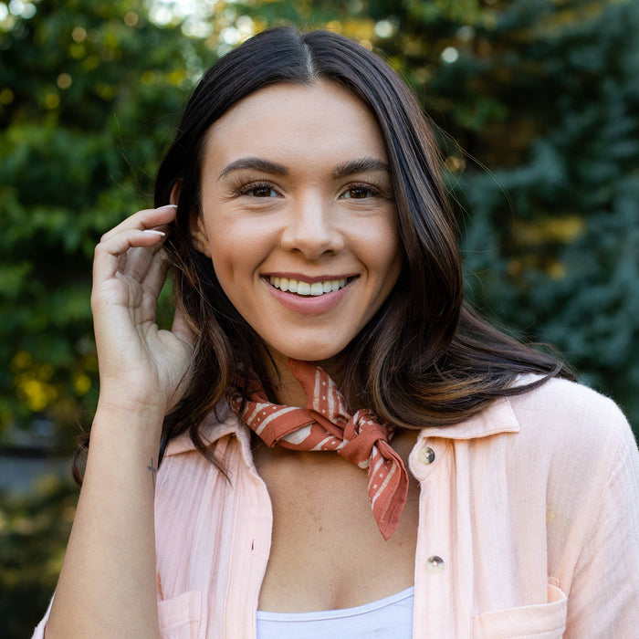 Block Print Bandana in Orange Tile