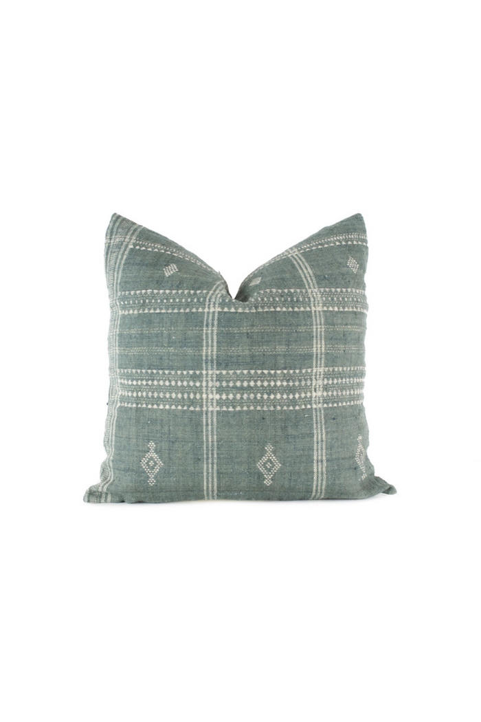 Blue Pillow Cover on White Background