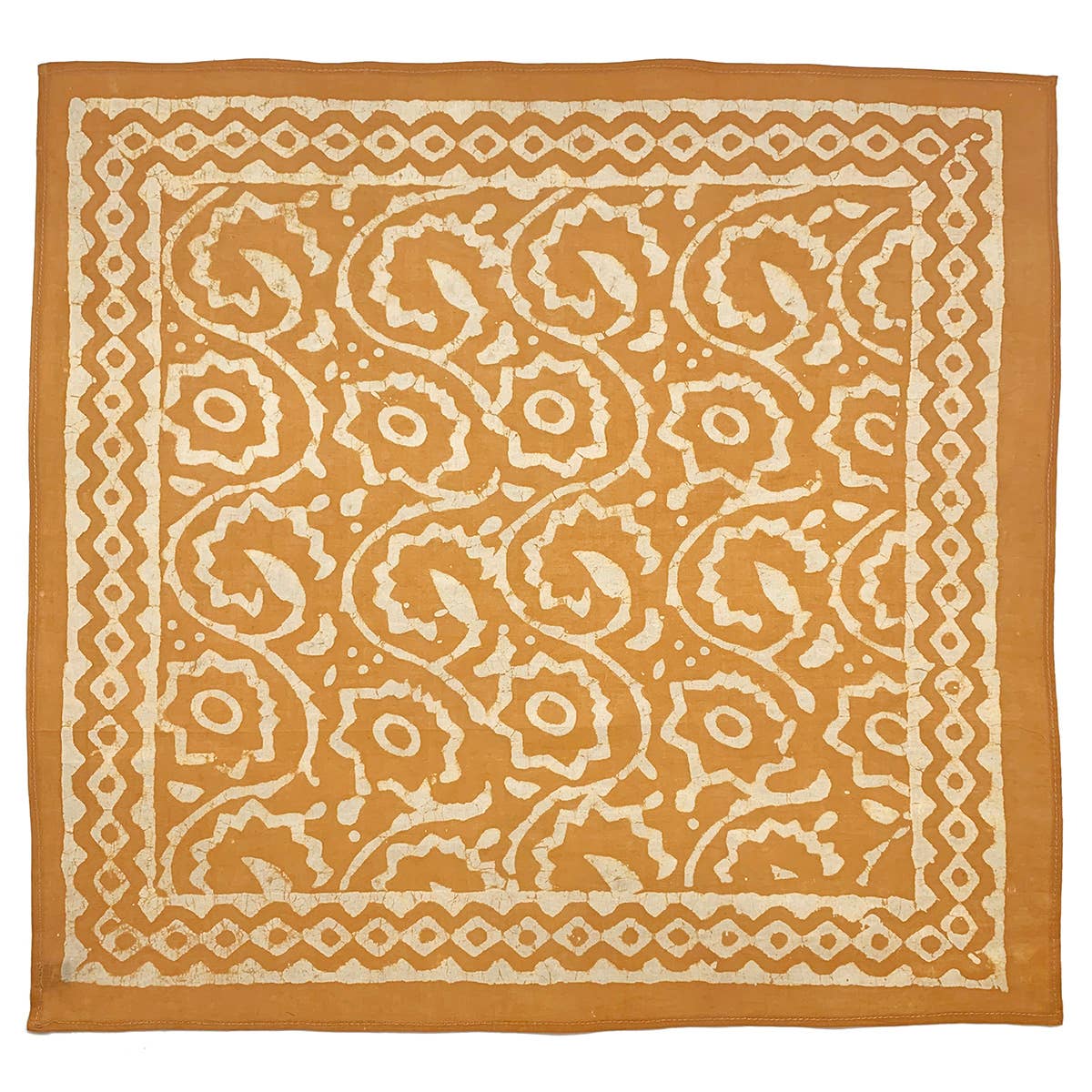 Block Printed Bandana - Golden Yellow Floral Vines Prnt