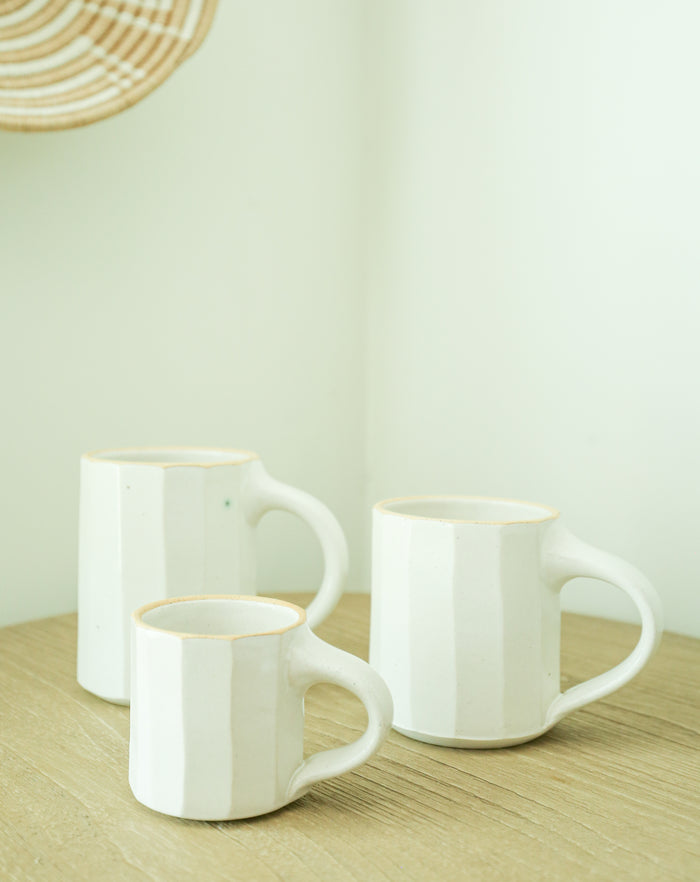 Faceted Mug in Bone