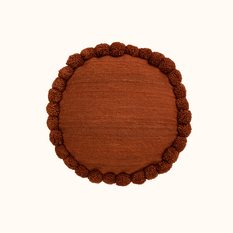 Round Pillow Cover in Rust